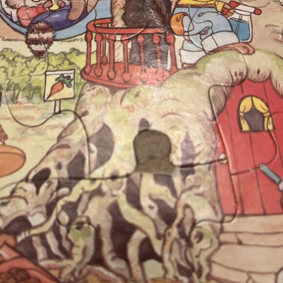 1987 VINTAGE Golden Frame-Tray 12 Piece Puzzles - Lot Of 2 - Spring Bunnies Cute - Picture 3 of 10